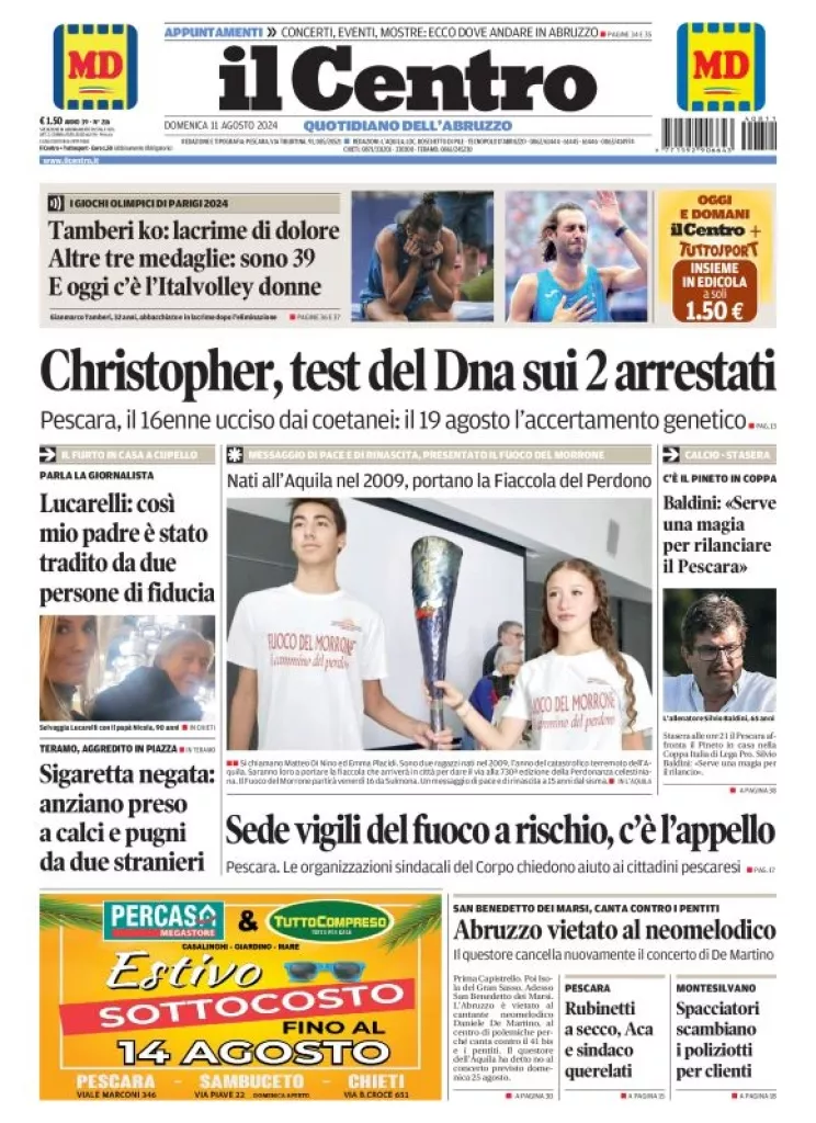 Prima-pagina-il centro-oggi-edizione-del-2024-08-11